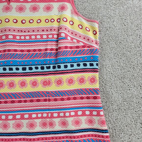 Talbots Dress 14 Pastel Textured Striped Floral Sleeveless Midi Easter Sprint - Picture 14 of 16